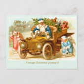 Kerstman in de auto met engelen spelen. Christmas Briefkaart (Voorkant)