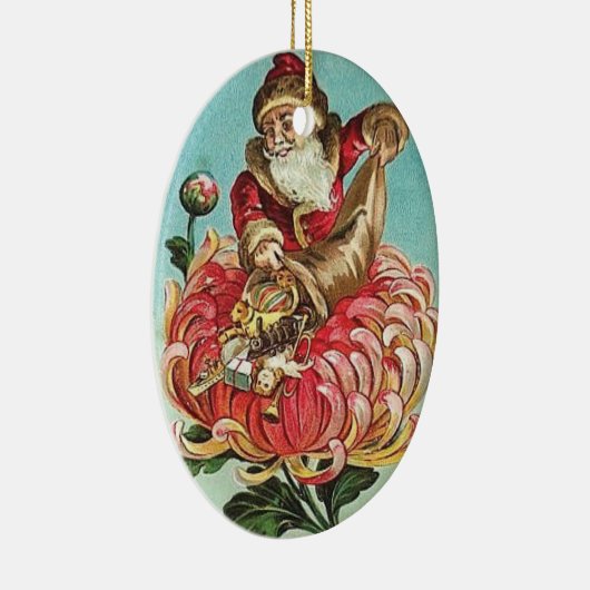 kerstman in de bloem keramisch ornament (Rechts)