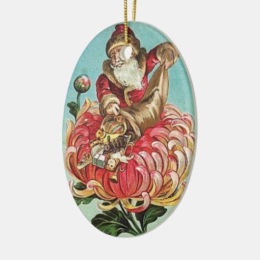 kerstman in de bloem keramisch ornament (Links)