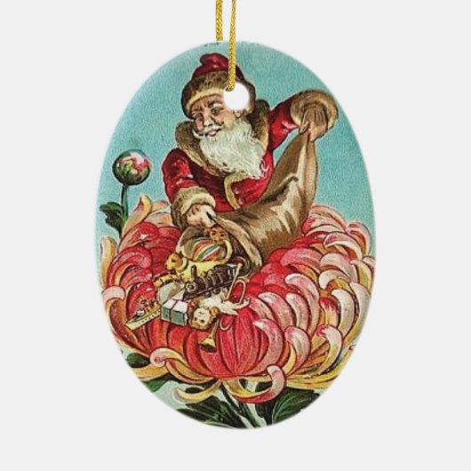 kerstman in de bloem keramisch ornament (Achterkant)
