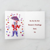 Kerstman in de douche feestdagen kaart (Binnen)