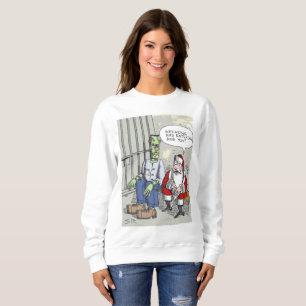 Kerstman in de gevangenis dames witte sweatshirt