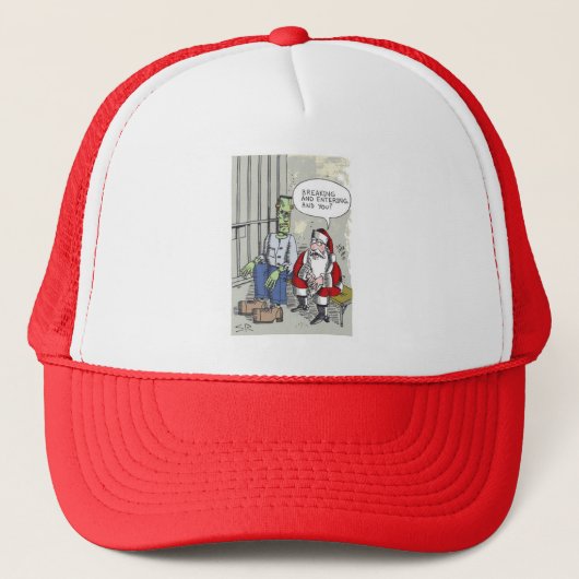Kerstman in de gevangenis trucker hoed pet (Voorkant)