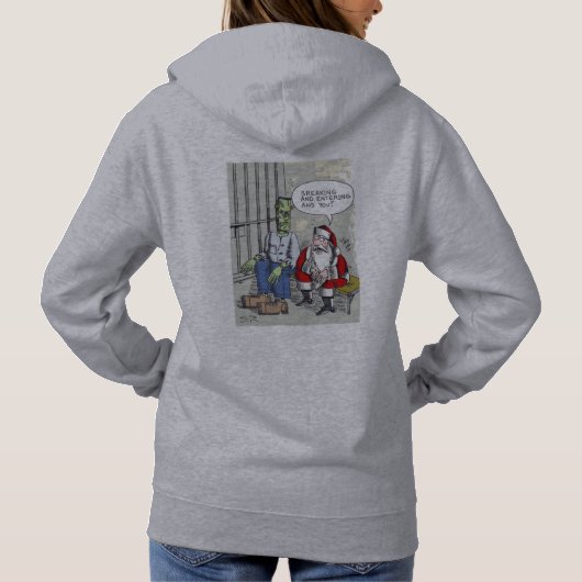 Kerstman in de gevangenis vrouwen grijs sweatshirt (Achterkant)