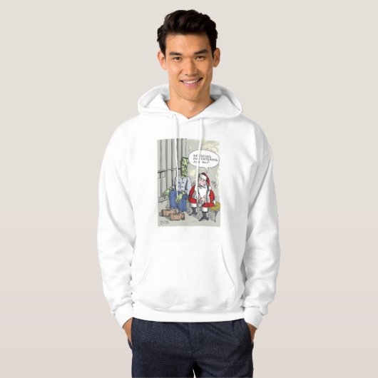 Kerstman in de gevangenis witte hoodie (Voorkant volledig)