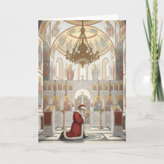 Kerstman in de Oosters Orthodoxe Kerk Kerstmis Kaart (Voorkant)