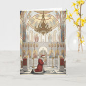 Kerstman in de Oosters Orthodoxe Kerk Kerstmis Kaart (Gele Bloem)