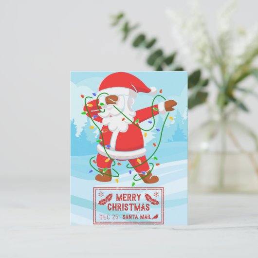 Kerstman in de problemen Grappige Kerstkaart Feestdagenkaart (Staand voorkant)