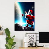 Kerstman in de ruimte | AI Art Poster (Thuiskantoor)