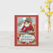  kerstman in de schoorsteen Gevouwen Kerstmis Kaar Kaart (Gele Bloem)