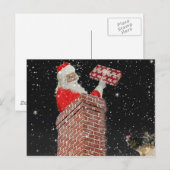 Kerstman in de schoorsteen postkaart feestdagenkaart (Voorkant / Achterkant)