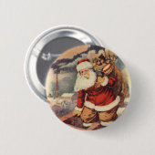 Kerstman in de schoorsteen, Victoriaanse stijl Ronde Button 5,7 Cm (Voorkant /achterkant)