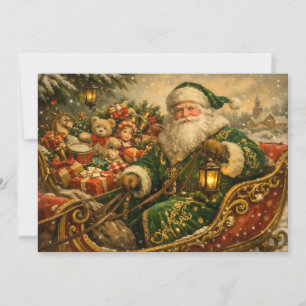 Kerstman in de slee van vroeger feestdagenkaart