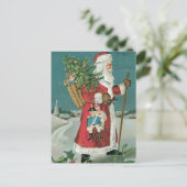  kerstman in de sneeuw feestdagenkaart (Staand voorkant)