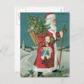  kerstman in de sneeuw feestdagenkaart (Voorkant / Achterkant)