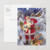  kerstman in de sneeuw feestdagenkaart (Voorkant / Achterkant)