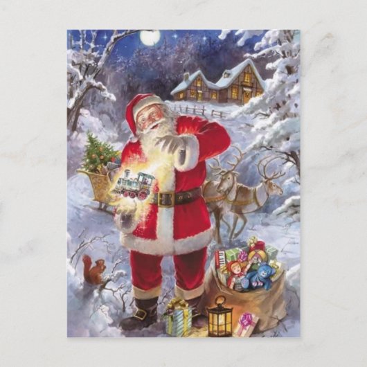  kerstman in de sneeuw feestdagenkaart (Voorkant)