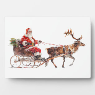 kerstman in de sneeuw fotoplaat