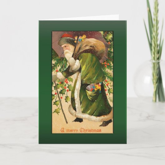 Kerstman in de sneeuw Groeten Feestdagen Kaart (Voorkant)