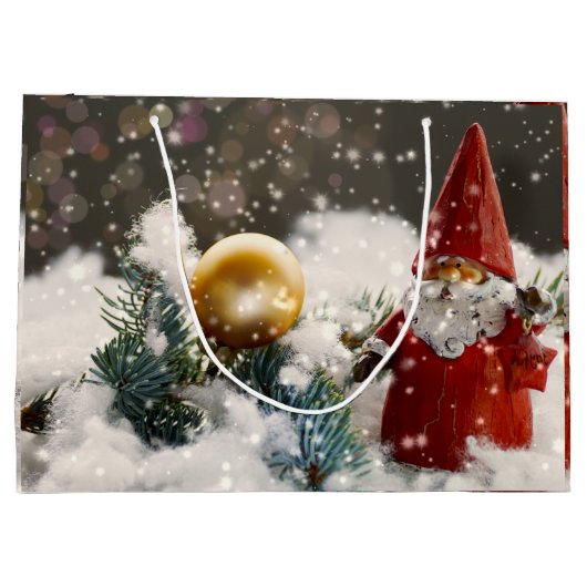 Kerstman in de sneeuw groot cadeauzakje (Achterkant)