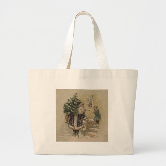 Kerstman in de sneeuw grote tote bag (Voorkant)