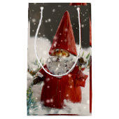 Kerstman in de sneeuw klein cadeauzakje (Voorkant)