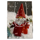 Kerstman in de sneeuw medium cadeauzakje (Achterkant)