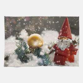 Kerstman in de sneeuw theedoek