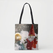 Kerstman in de sneeuw tote bag (Voorkant)