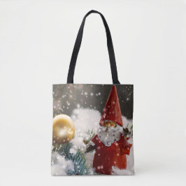 Kerstman in de sneeuw tote bag