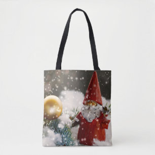 Kerstman in de sneeuw tote bag