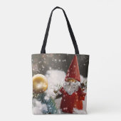 Kerstman in de sneeuw tote bag (Achterkant)