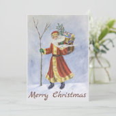 Kerstman, in de sneeuwacrylkunst lopen feestdagenkaart (Staand voorkant)
