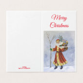 Kerstman, in de sneeuwacrylkunst lopen kaart (Buitenkant ongevouwen)