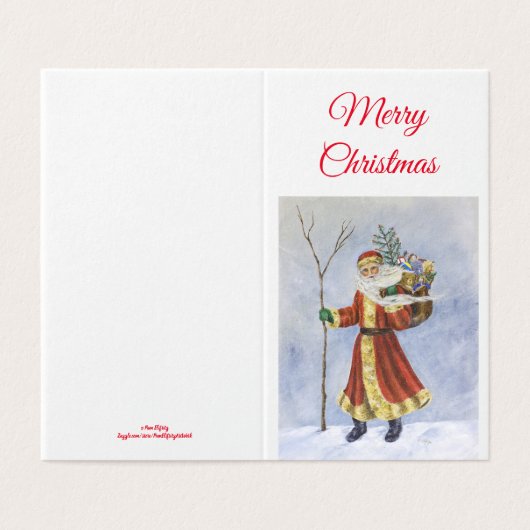 Kerstman, in de sneeuwacrylkunst lopen kaart (Buitenkant ongevouwen)