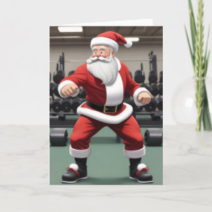 Kerstman in de sportschool feestdagen kaart