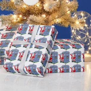 Kerstman in de telefooncel die van de Politie Cadeaupapier