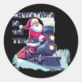 Kerstman in de trein ronde sticker