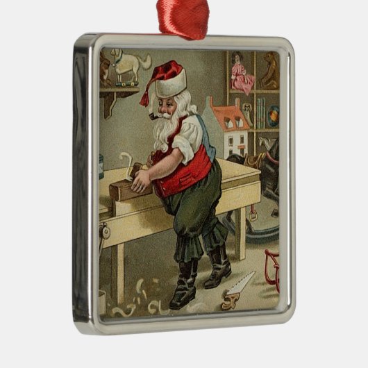  kerstman in de workshop metalen ornament (Rechts)