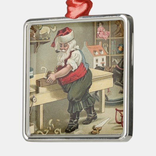 kerstman in de workshop metalen ornament (Links)