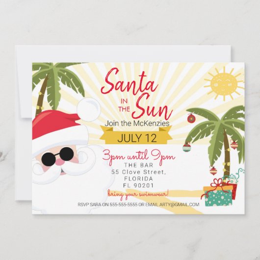 Kerstman in de zon kaart (Voorkant)