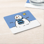 Kerstman in de zon kartonnen onderzetters (Schuin)