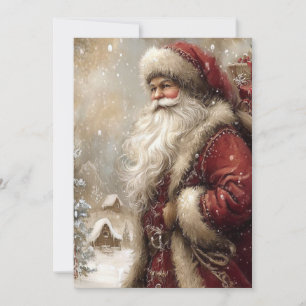 Kerstman in dorp Vrolijke Feestdagen Vouwkaart Kaart