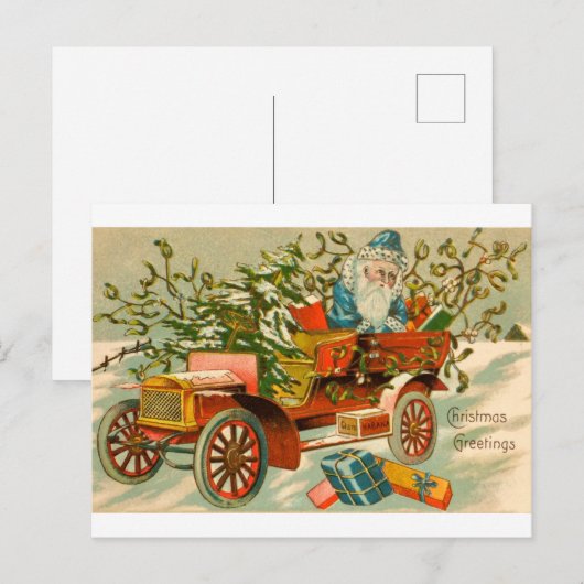 Kerstman in een auto met cadeaus Briefkaart (Voorkant / Achterkant)
