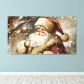  Kerstman in een besneeuwd wonderland Canvas Afdruk (Insitu (Houten vloer))