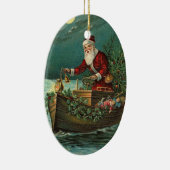 Kerstman in een Boat Keramisch Ornament (Rechts)