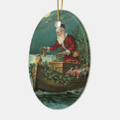 Kerstman in een Boat Keramisch Ornament (Links)