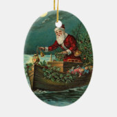 Kerstman in een Boat Keramisch Ornament (Achterkant)