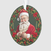 Kerstman in een Festieve Krans Ornament (voorkant)