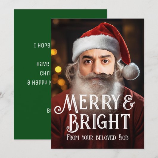 Kerstman in een flits! Voeg je grappige gezicht to Feestdagenkaart (Voorkant / Achterkant)